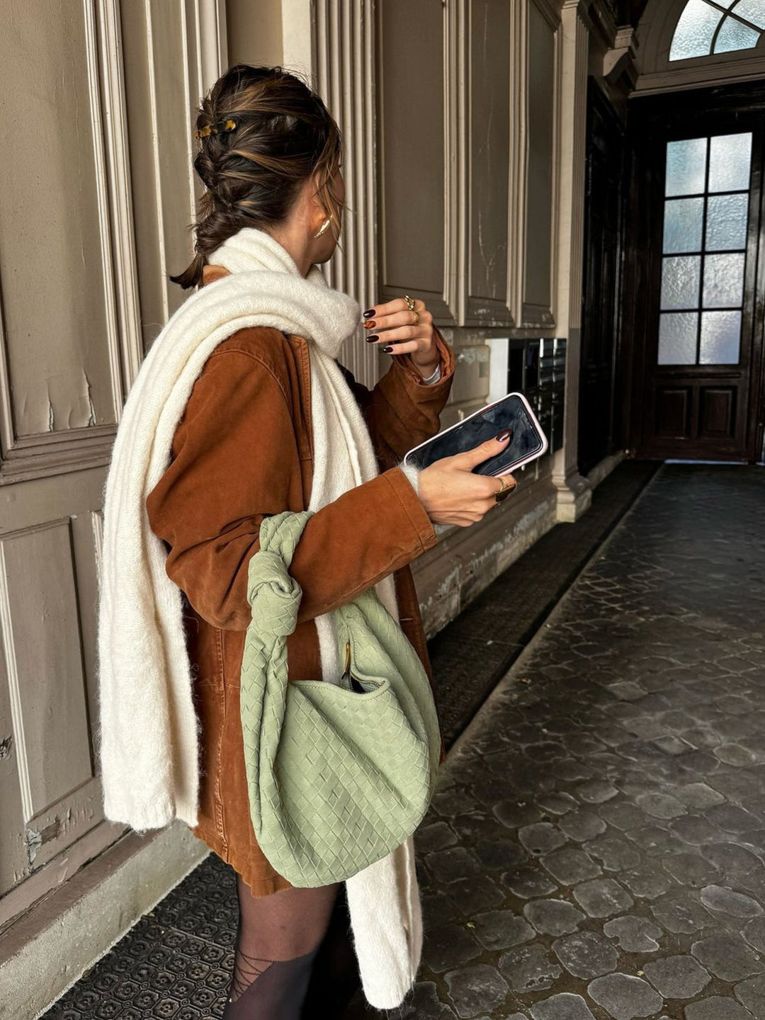 Celeste | Knotted Braided Medium Suede Bag