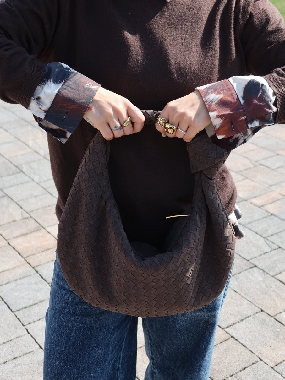 Celeste | Knotted Braided Medium Suede Bag