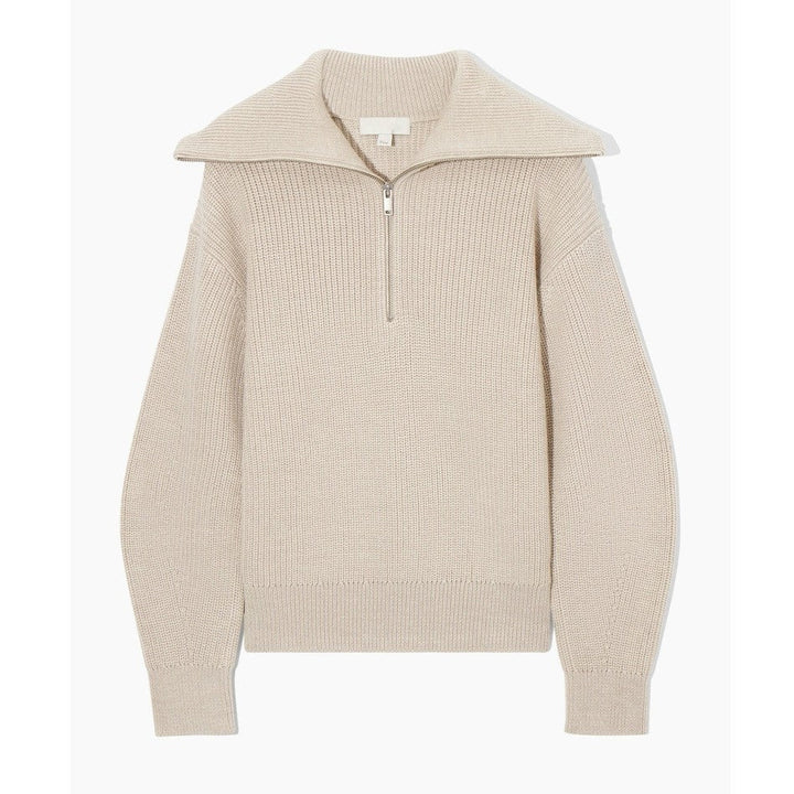 Veyra Striped Lapel Turtleneck Jumper