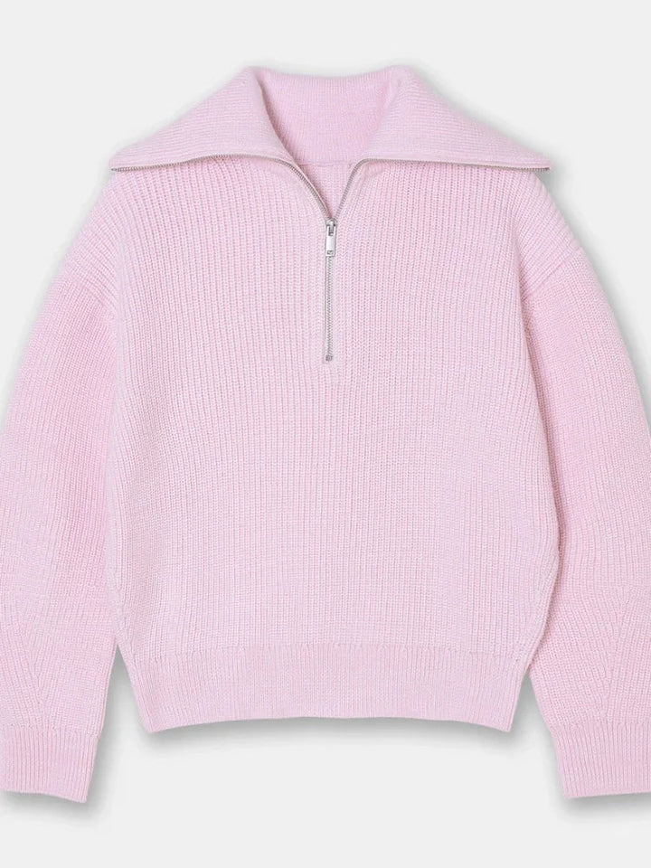 Veyra Striped Lapel Turtleneck Jumper