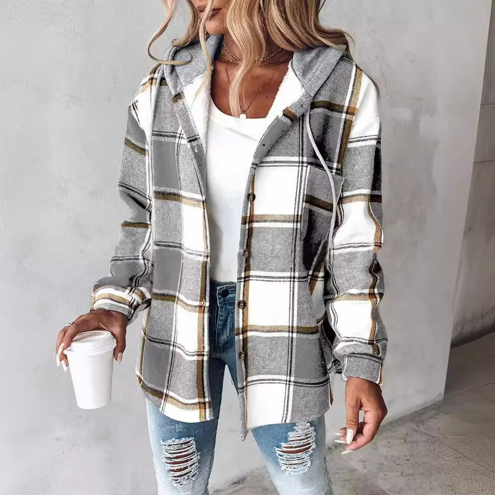 HIGHLAND PLAID HOODED COAT