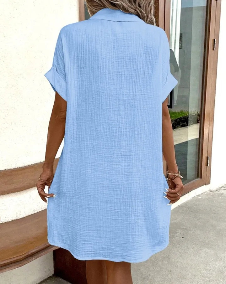 MARIA LINEN POCKET SHIRT DRESS