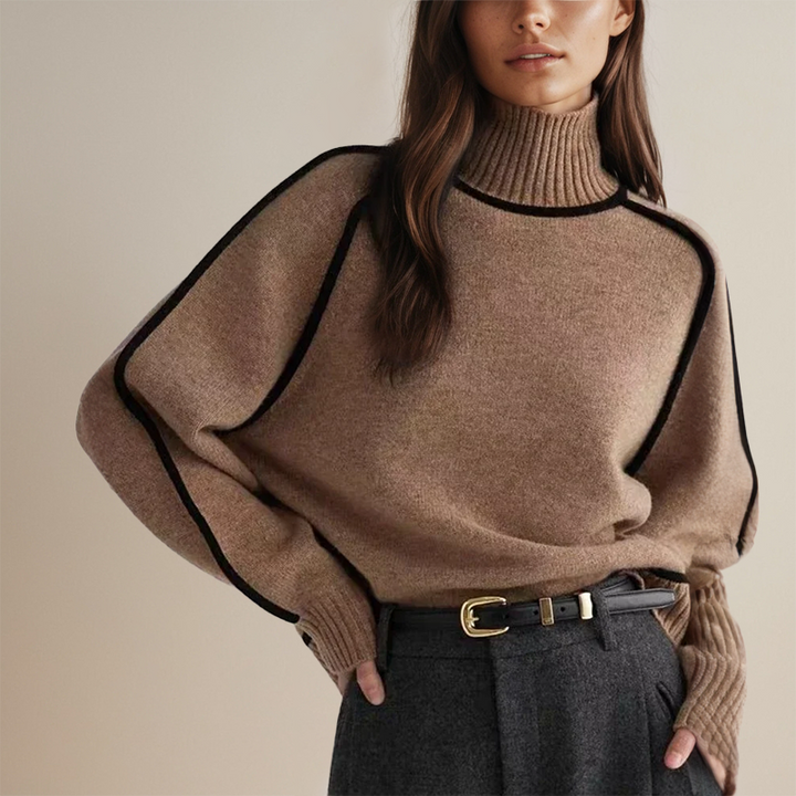 Ruby | Sophisticated Turtleneck with Refined Contrasting Details