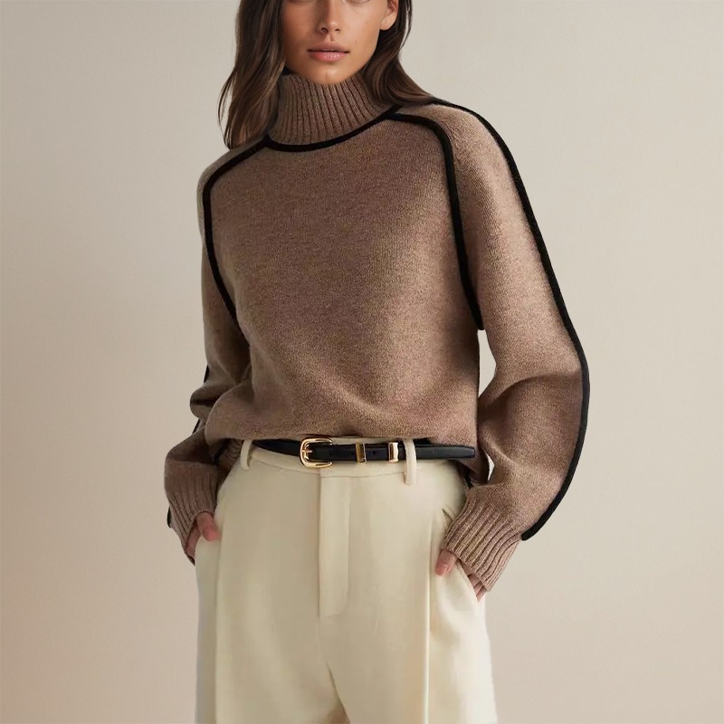 Ruby | Sophisticated Turtleneck with Refined Contrasting Details