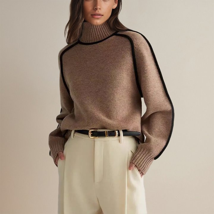 Ruby | Sophisticated Turtleneck with Refined Contrasting Details